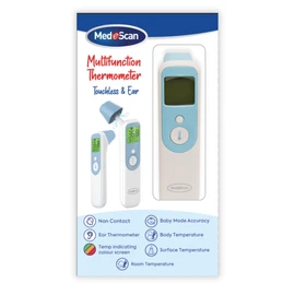 MedeScan Multifunction Touchless & Ear Thermometer – Infrared Digital Fever Monitor for Baby, Kids & Adults, Non-Contact Forehead & Ear Use, Fast 1-Second Readings, Memory & Backlit Display