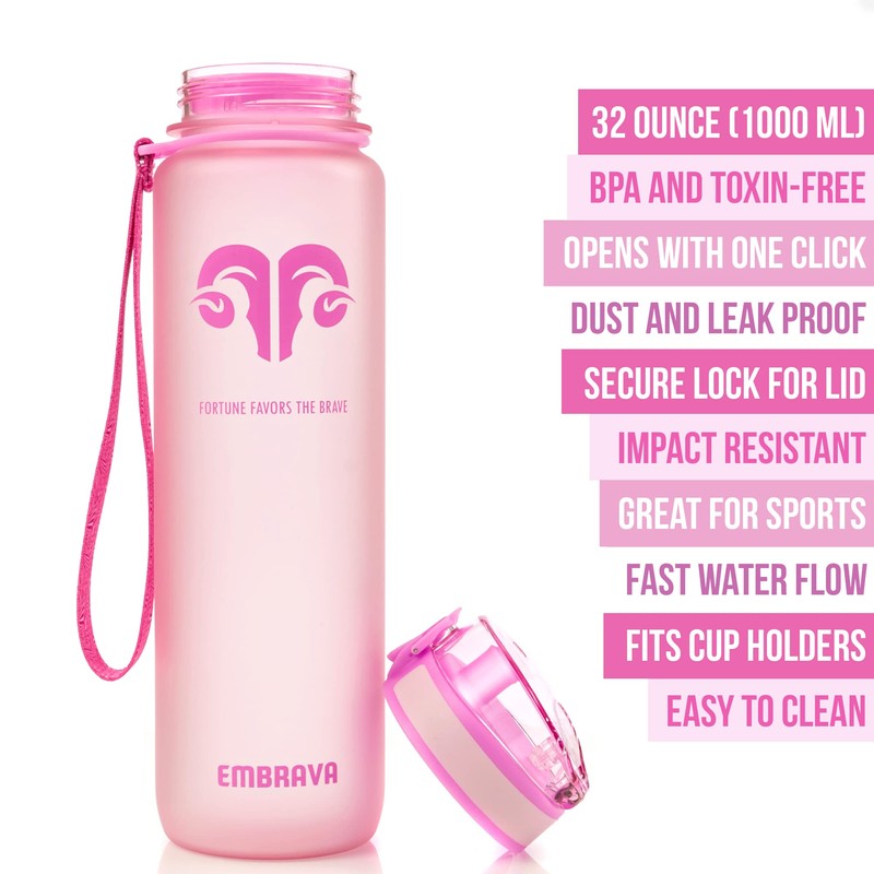 Embrava Best Sports Water Bottle - 32 oz - Spillproof