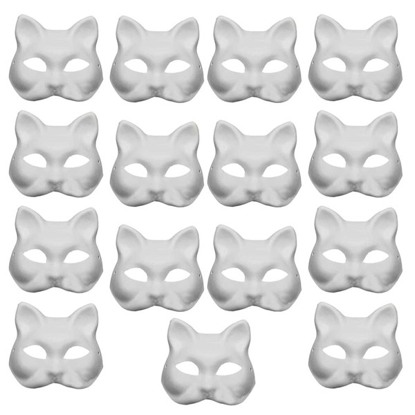 Artibetter 15pcs White Paper Blank Hand Painted Masks Paper Mache