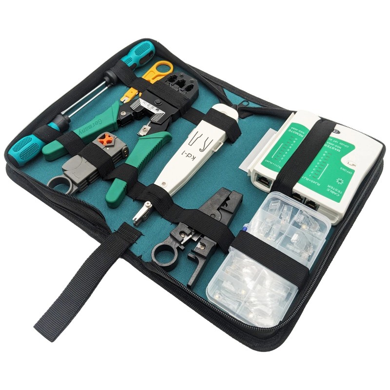 Electronix Express 9-in-1 Network Toolkit: RJ45 Ethernet Crimper, Krone PunchDown,