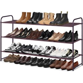 MISSLO Long 3 Tier Shoe Rack for Closet Shoe Organizer Storage Stackable Wide Shoe Shelf Holds 24 Pairs of Men Sneakers, Women Heels, Boots, Brown