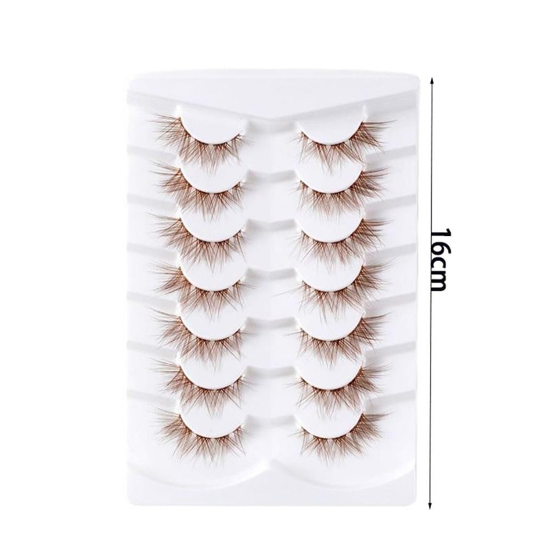 7 Pairs Natural Look Cartoon Anime False Eyelashes Brown Cluster