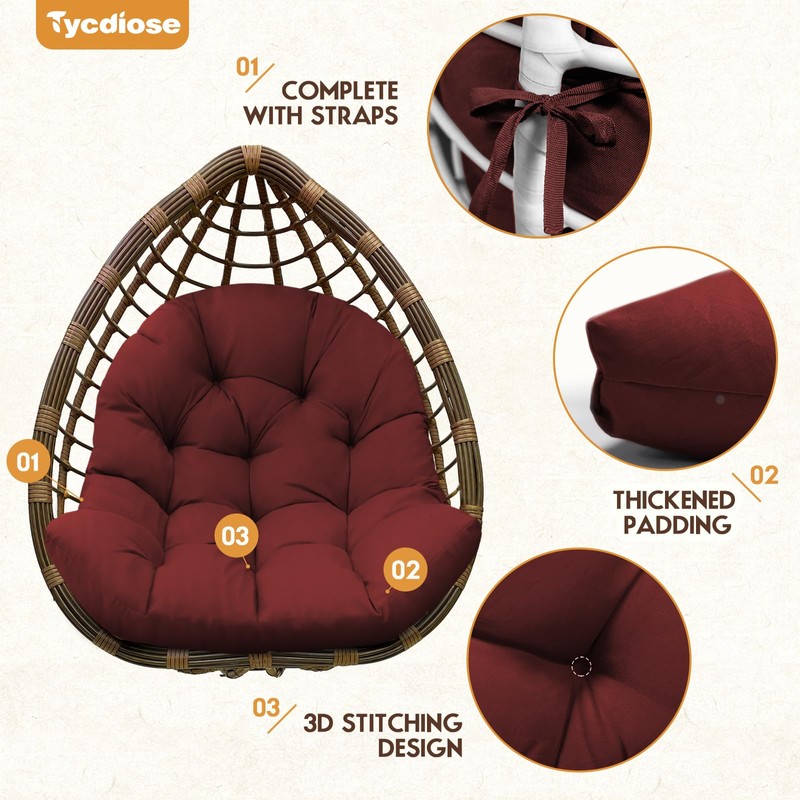 Tycdiose Egg Chair Cushion Replacement, Waterproof Outdoor Hanging Egg Chair