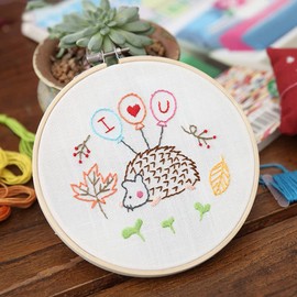 Namvo 3 Sets Embroidery Starter Kit with Pattern and Instructions, Cross Stitch Kit Include 3 Embroidery Cloth, 3 Bamboo Embroidery Hoops, Color Threads and Tools