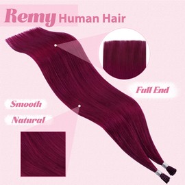 YoungSee I Tip Hair Extensions Human Hair Magenta 25g I Tip Extensions Red Human Hair Itip Extensions Color for Party 20In Magenta Hair Extensions I Tip Invisible 25s Tip Hair Extensions Human Silky