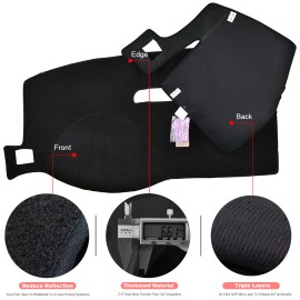 Xukey Dash Cover Mat Dashboard Pad Black FOR 2007-2013 GMC Sierra Yukon XL Denali