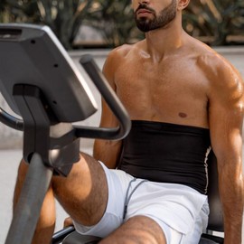 BODYSUNER Waist Trainer Trimmer Sweat Belt Band for Men Lower Belly Fat Sauna Slimming Belt Suit Workout (Sliver, LXL)