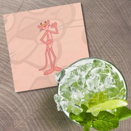 Unbranded Pink Panther Cartoon Gentleman 4'' X 4'' Square Wooden Coaster