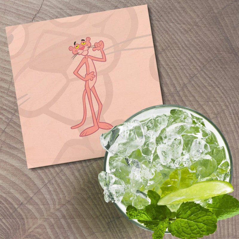 Unbranded Pink Panther Cartoon Gentleman 4'' X 4'' Square Wooden