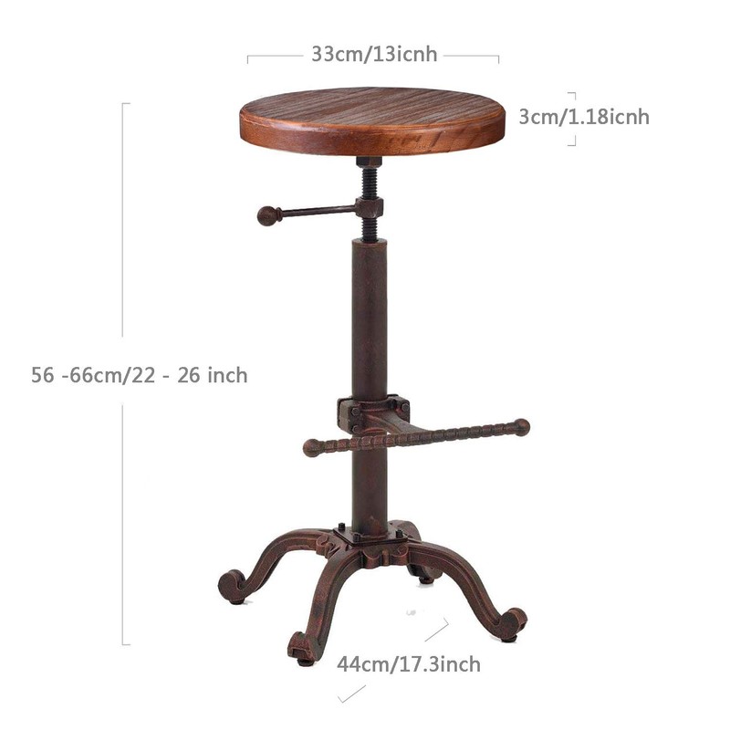 Topower Industrial Retro Vintage Farm Wooden Tractor Stool Kitchen Swivel
