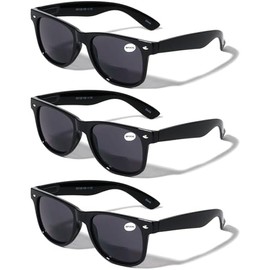 V.W.E. 3 Pairs Classic Comfortable Reading BIFOCAl Sunglasses - UV Protection Tinted Reader Glasses Men Women (3 Black, 2.50, x)