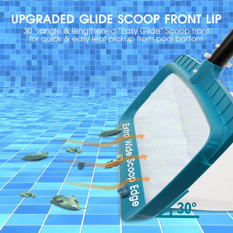 POOLWHALE Professional Pool Skimmer Net, Upgraded Extra Wide Scoop Edge,