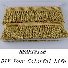 HEARTWISH Curtain Fringes Bullion Fringe Trim 2.5Inch Wide 5 Yards Long,Fabric Trims and Embellishments Curtain Weights Fringes for Sewing DIY Decoration Black Gold White (Golden Yellow)