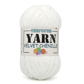 Velvet Chenille Yarn for Crocheting,White Fluffy Velvet Plush Yarn Thick Soft Chunky Chenille Yarn Baby Blanket Yarn for Crocheting Knitting Amigurumi Beginners 50g(White