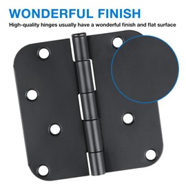 4 in x 4" Black Door Hinges 12 Pack Matte Black Door Hinges 4 Inch Exterior Interior Door Hinges for Doors,Standard,Stall,Back,Heavy Duty Hollow Core,Front Door Hardware Black 5/8"Radius Round Hinge