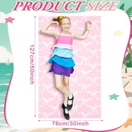 HunnmingRe Pink Bow Kids Beach Towels Coquette Girls Cute Bow Beach Towel 50 x 30 Inch Summer Absorbent Quick Dry Microfiber Pool Bath Supplies for Bath Sport Travel Swimming Camping Party Supplies