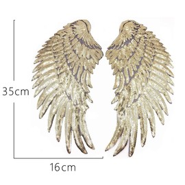 1 Pair Sequin Wing Appliques,Large Glitter Wing Patches, Angel Wings Patch Embroidered Motif Trim for Clothing Iron-On Sew-On DIY Design Embellishments (Gold)