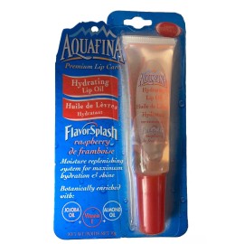 Aquafina Flavor Splash Original Hydrating Lip Oil RASPBERRY- Pink Clear Tube NOS - Sealed on Card