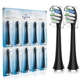 Replacement Toothbrush Heads Compatible with AquaSonic Black Series/Vibe Series/Duo Pro Electric Toothbrush - Medium Soft Brush Heads for Whiter Teeth & Improved Plaque Removal, Balck, 10 Pack