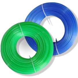 AIMIXUN 1.6 mm x 200 m Mower Line, Trimmer Line for Grass Trimmer for Trimming, Brush Cutter Thread for Garden, Yard, Parking, Lawn, Grass, Weeds, 2 Pieces (Blue 100 m + Green 100 m)