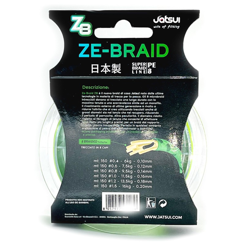Jatsui ZE-BRAID Z8 GREEN Braided Wire (150 MT-0.10 (PE4))