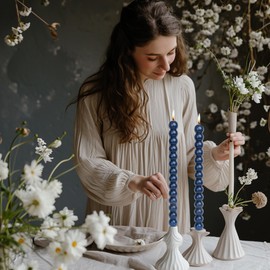 MAITREYA Navy Spiral Taper Candles-Set of 4 for Decoration Weddings Party Church-Unscented Dripless Candles,10inch(Navy-D)