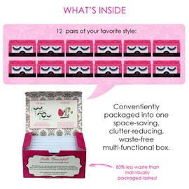 Elegant Lashes "Prima Donna" Premium 3D Lashes (Pro Dozen Pack - 12 Pairs) | Thick Black Double-Layer Multi-Dimensional Cruelty-Free False Eyelashes