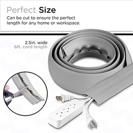 Cordinate, Cubierta para Cable de Piso de 1.8 m (6 pies), Protector de Goma, Perfil Bajo, Protector de Cables, Ocultador de Cables, Organizador de Cables, Gris, 47348