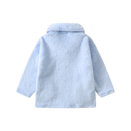 Fdqin Fleece Hoodies For Girls 10-12 Sherpa Fuzzy Pullover Sweatshirt Casual Loose Pullover Tops Sky Blue 11-12 Years