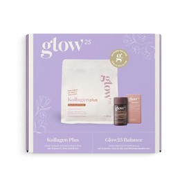 Glow25® Collagen Plus & Balance Gift Box - Balance with Lactic Acid Bacteria, Inulin, Calcium & Vitamin B2 + Collagen Hydrolysate with Vitamin C, Zinc & Biotin - Peptides Type 1 and 3