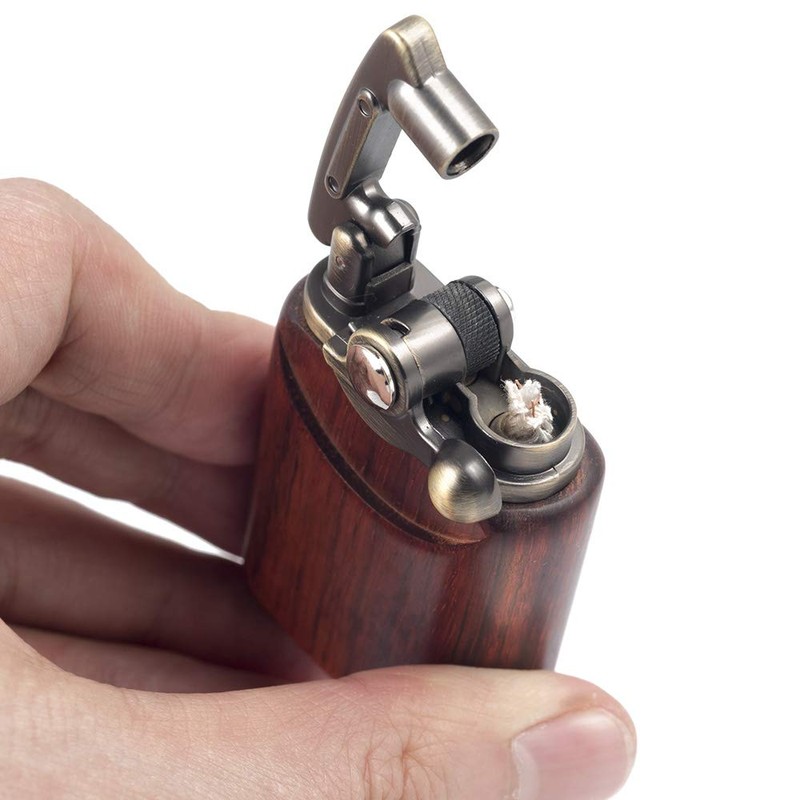 Rosewood Wooden Case Antique Type Soft Flame Rocker Arm Petrol