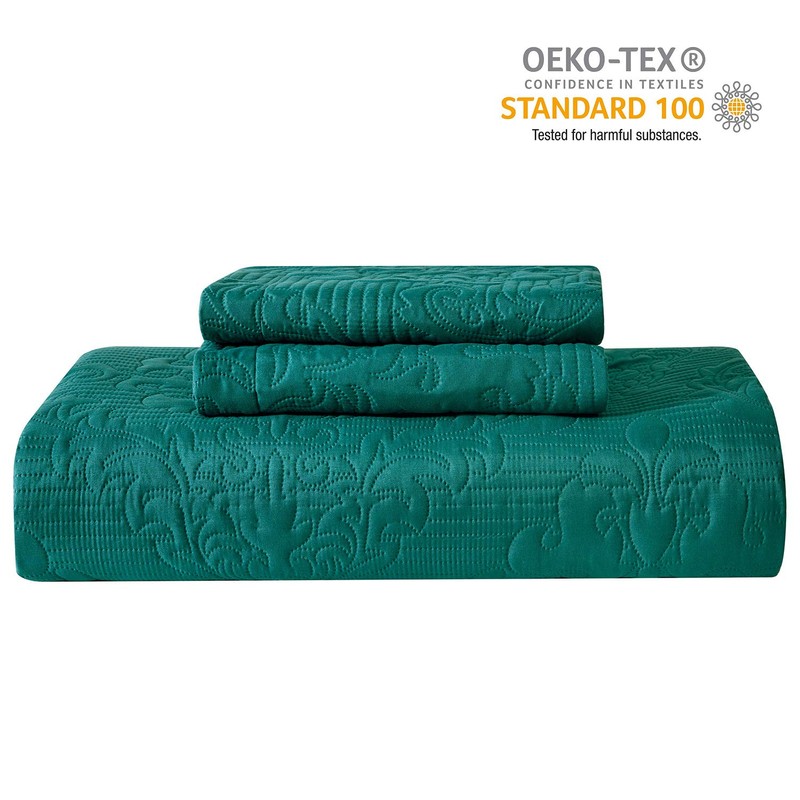 Hansleep Teal Quilt Queen Size - Damask Ultrasonic All Season
