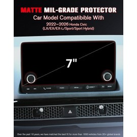 ASZSK For Matte Anti Glare Tempered Glass 2022 2023 2024 2025 2026 Honda Civic 7 Inch Touchscreen Screen Protector - Civic (LX/EX/EX-L/Sport/Sport Hybrid) Accessories