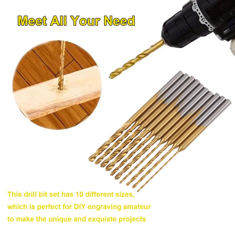 KOZTOL 10Pcs Mini Twist Drill Bit Set, Micro Engraving Drill