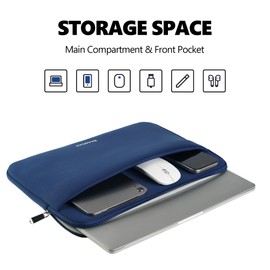 BAAGOAZ Laptop Sleeve Case 15.3 Inch Protective Bag with Front Pocket, Specially Compatible with New 15.3 Inch MacBook Air M4 M3 M2 2025 2024 2023, Navy Blue