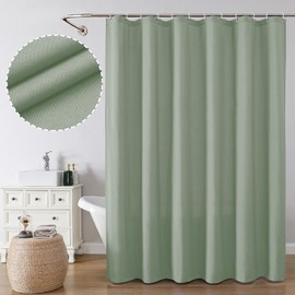 OVZME Zora Sage Green Shower Curtain for Bathroom, Fabric Shower Curtain Bath Decoration - Soft Cloth & Hotel Spa Quality, Water Repellent, Modern Shower Curtain Set with 12 Hooks, Grommets Top, 72x72