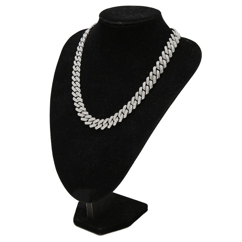 19.7in Necklace Rhombus Full Rhinestones Cool Double Layered Chain Necklace