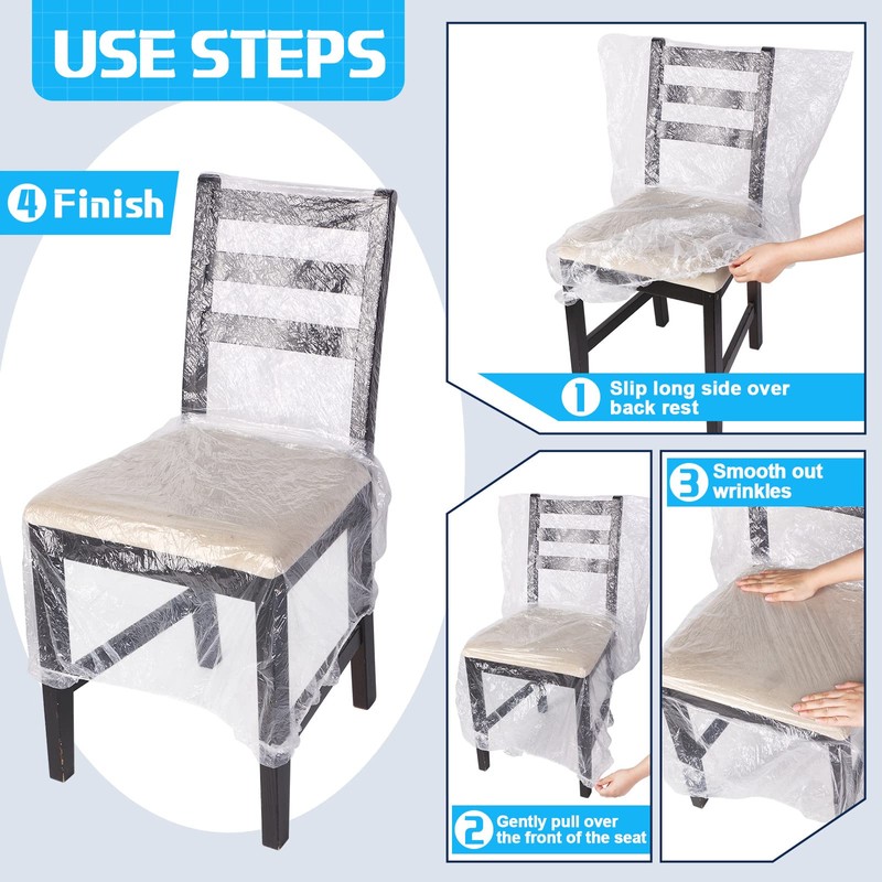 Remagr 8 Pcs Plastic Dining Chair Covers Protectors Clear Protector