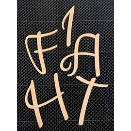 4 Inch Tall Wooden Cursive Letters E, Unfinished Wood Alphabet Monogram Letter, Paintable Kids Cutout Love Air Font