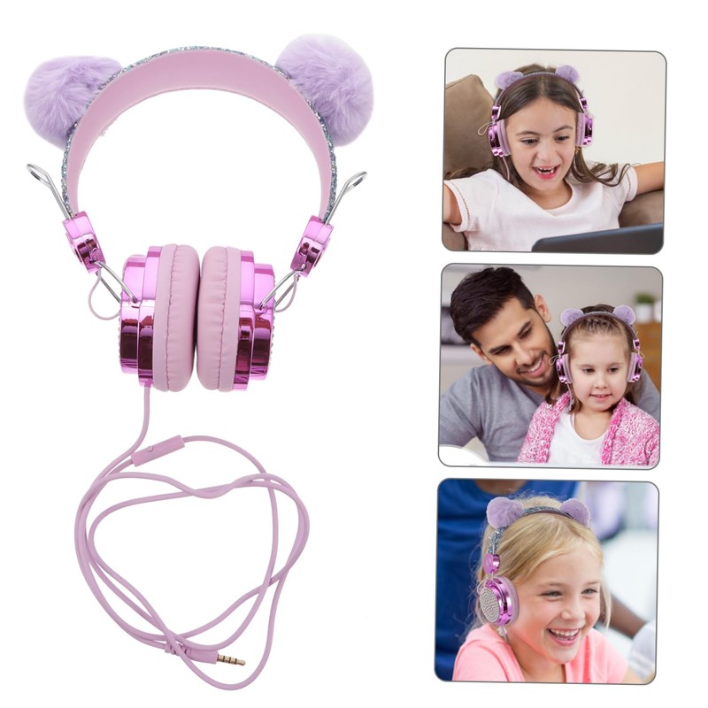 LABRIMP Boy Girl Over Ear Headphone Microphone Furry Cat Ear