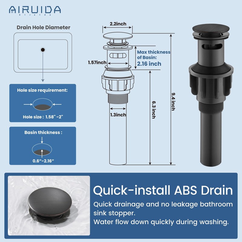 Airuida Vessel Sink Faucet Oil Rubbed Bronze Tall Waterfall Bathroom
