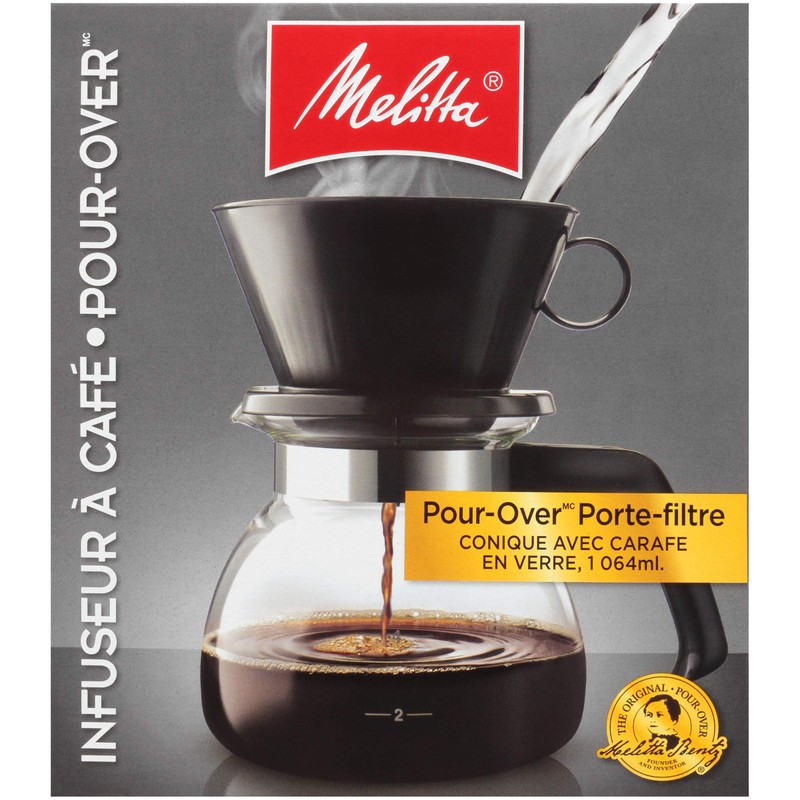 Melitta Pour-Over Coffee Brewer W/ Glass Carafe, Holds 6 -