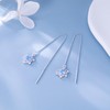 SLUYNZ Solid 925 Sterling Silver Blue Crystal Snowflake Dangle Earrings