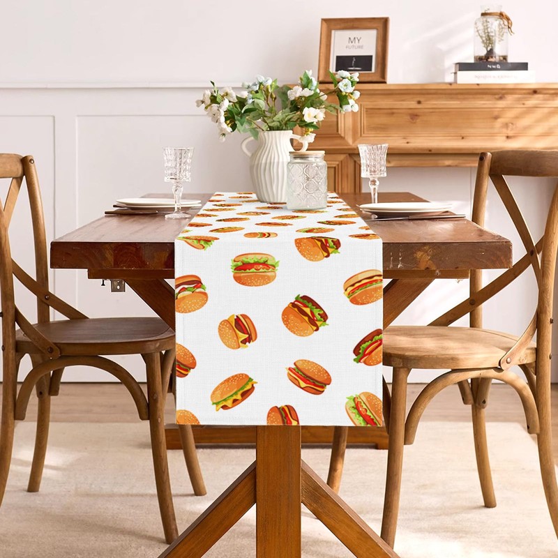 Hamburger Table Runner Burgers Themed Birthday Party Decoration Fast Food