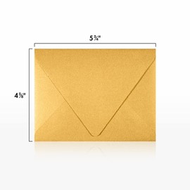 LUXPaper A2 Contour Flap Invitation Envelopes | 4 3/8" x 5 3/4" | Gold Metallic | 80lb. Text | 50 Qty