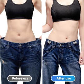 6 Set Pant Waist Tightener Butterfly Buttons Pins for Loose Jeans Reusable Waist Cincher Clip Pearl Brooch for Clothing Skirts Dresses No Sewing Decoration Accessories