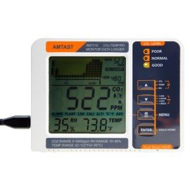 AMTAST Carbon Dioxide Meter Digital CO2 Monitor 3 in 1 Desktop CO2 Temp. RH Monitor with Data Logger Environmental Controller for Grow Room Green House Factory Office AMT310