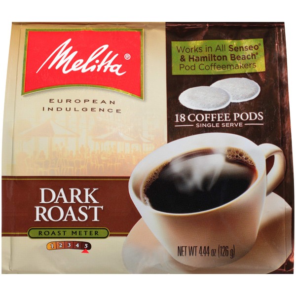 Melitta Dark Roast Coffee Pods for Senseo & Hamilton Beach Pod Brewers, 18 Count (Pack of 1)
