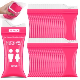 Disposable Urine Bag 28oz/800ml Pee Bags for Travel for Women/Men Pee Bags Bulk Unisex Emergency Portable Urine Bag Vomit Bags, for Car Camping,Traffic Jam, Pregnant, Kid, Patient (Pink, 36 Pack)
