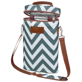 Tirrinia 2 Bottle Wine Gift Tote Carrier - Leakproof & Insulated Padded Versatile Wine Cooler Bag for Travel, BYOB Restaurant, Wine Tasting, Party, Dinner, Great Christmas Day Gift for Wine Lover,